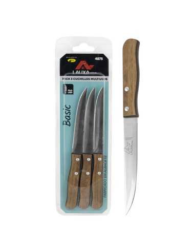 CUCHILLO MULTIUSOS FILO LISO PACK 3 LAUXA BASIC