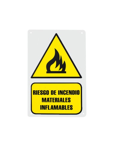 SEÑAL PVC 30X20 "RIESGO INCENDIO MATERIAS INFLAMABLES"