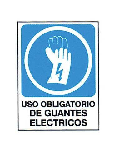 SEÑAL 40X30 "USO OBLIGATORIO GUANTES ELÉCTRICOS"