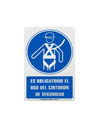 SEÑAL PVC 30X20 "OBLIGATORIO USO CINTURÓN SEGURIDAD"