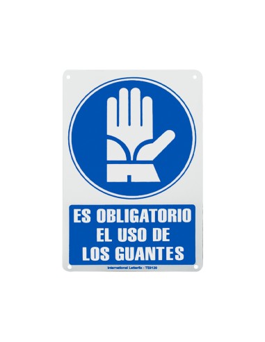 SEÑAL PVC 30X20 "OBLIGATORIO USO DE GUANTES"