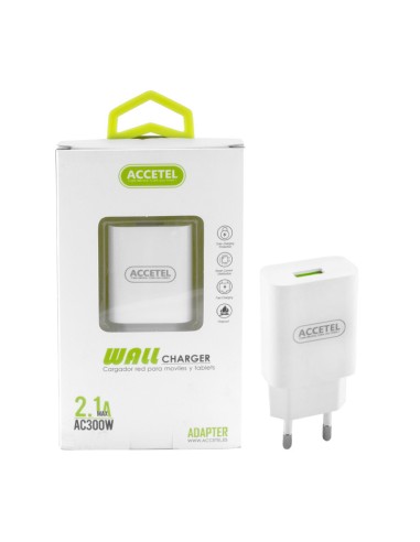 CARGADOR DE MOVIL USB 2.1A BLANCO