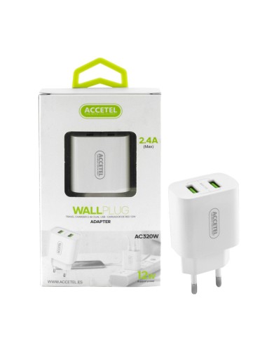 CARGADOR DE MOVIL DUAL USB 2.4A BLANCO