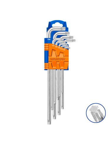 JUEGO 9PZS LLAVES TORX EXTRALARGAS WADFOW