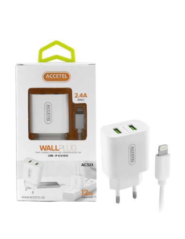 CARGADOR DE MOVIL DUAL USB CON CABLE IPHONE