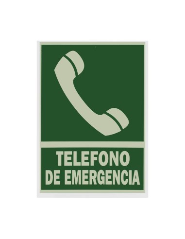 SEÑAL PVC FLUORESCENTE 21X29 "TELÉFONO DE EMERGENCIA"