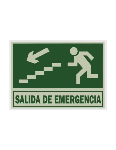 SEÑAL PVC FLUORESCENTE 21X29 "SALIDA DE EMERGENCIA"