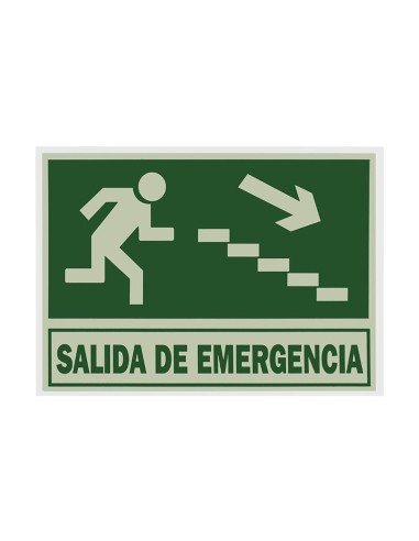 SEÑAL PVC FLUORESCENTE 21X29 "SALIDA EMERGENCIA"