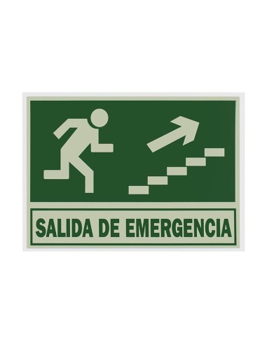 SEÑAL PVC FLUORESCENTE 21X29 "SALIDA DE EMERGENCIA"