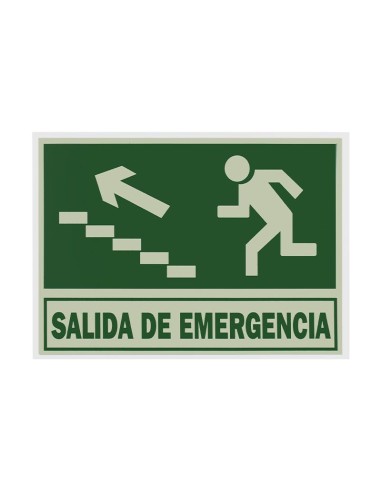 SEÑAL PVC FLUORESCENTE 21X29 "SALIDA EMERGENCIA"