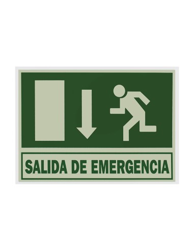 SEÑAL PVC FLUORESCENTE 21X29 "SALIDA EMERGENCIA"