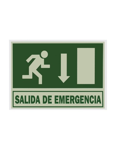 SEÑAL PVC FLUORESCENTE 21X29 "SALIDA EMERGENCIA"