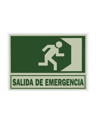 SEÑAL PVC FLUORESCENTE 21X29 "SALIDA EMERGENCIA"