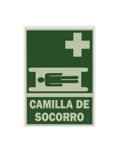 SEÑAL PVC FLUORESCENTE 21X29 "CAMILLA DE SOCORRO"