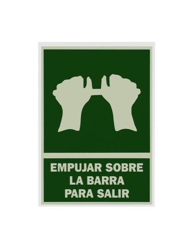 SEÑAL PVC 21X29 "EMPUJAR SOBRE LA BARRA PARA SALIR"