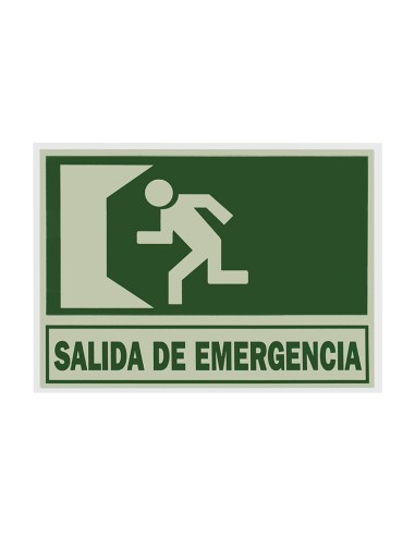 SEÑAL PVC FLUORESCENTE 21X29 "SALIDA EMERGENCIA"